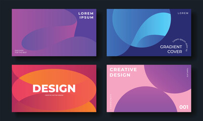 Sticker - Set of template background design vector. Collection of creative abstract gradient vibrant colorful perspective 3d geometric shape background. Art design for business card, cover, banner, wallpaper.