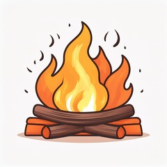 Fire icon flat design front view bonfire theme cartoon drawing Analogous Color Scheme