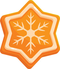 Poster - Christmas cookie representing a star shaped gingerbread with a snowflake drawn with icing sugar