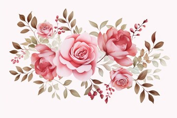 Wall Mural - Watercolor Bouquet of Pink Roses