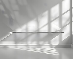 Poster - Transparent Floating Shelf with Minimalistic White Backdrop for Elegant Product Presentation