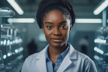 Black woman scientist in a modern science laboratory