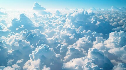 a cloudy blue background showcasing a vast expanse of sky filled with fluffy cumulus clouds, perfect