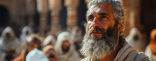 Wall Mural - prophet of god with blurred background of an ancient city.