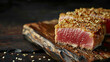 © Michael - Tuna steak with a sesame crust on a vintage wooden cutting board