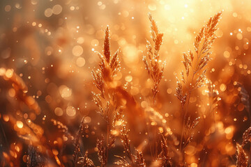 Wall Mural - Wildflower grass in autumn meadow