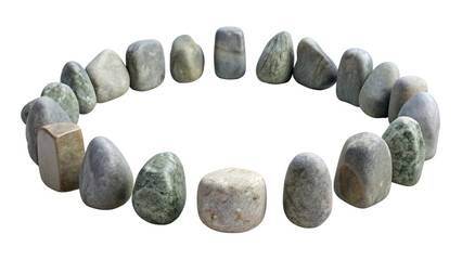 Wall Mural - Circular arrangement of smooth stones isolated on a transparent background