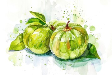 Wall Mural - Fresh Herbal Garcinia Cambogia Illustration on White Background