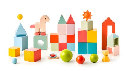 A set of colorful shape sorters, learning, play, development, isolated on white background