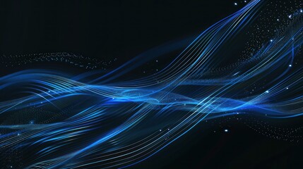 Wall Mural - Abstract Blue Waves in Dark Background