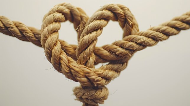 Heart knot in a rope, capturing the essence of love and connection in a minimalist style