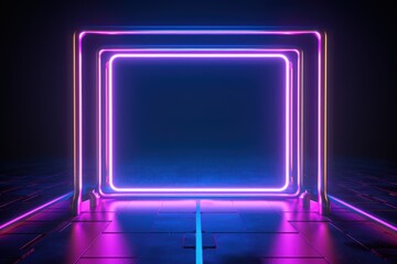 Wall Mural - Neon Lights Frame - Futuristic Glow