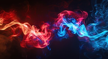 Wall Mural - Flame And Smoke Design. Red and Blue Smoke in a Colorful and Magical Composition