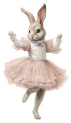 Poster - PNG Rabbit character ballet dancing animal mammal cute.