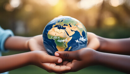 Wall Mural - Diversity hand hold the world globe , Earth day, Environmental day , Save the earth