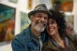 © CogniLens - Portrait of a grinning mixed race couple in their 40s visiting a museum together