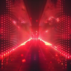 Poster - Neon Red Digital Light Effects Backdrop for High Tech Devices and Product Concepts