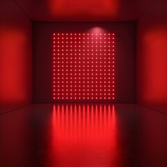 Poster - Vibrant Neon Red Background with Striking Digital Light Displays for Tech Product Concepts