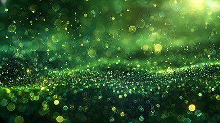 Poster - vibrant neon green abstract background with glowing particles for health and product displays