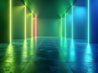 Poster - Vibrant Neon Gradient Backdrop with Dynamic Light Streaks for Health Products Display