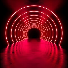 Poster - Mesmerizing Neon Red Backdrop with Dynamic Light Swirls for Music Gear Display or Product Concept