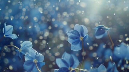 Poster - blue petals flying in the wind 