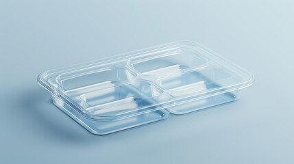 Wall Mural - Plastic food tray with a transparent cover, featured in a mockup for packaging design and branding purposes