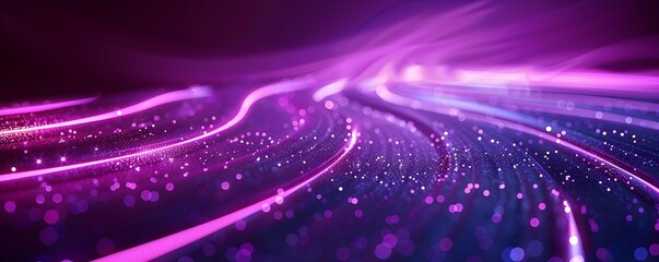 Poster - mesmerizing neon purple swirling light particles background for modern product displays and concepts