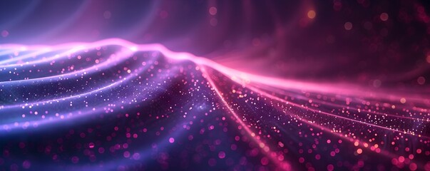 Poster - Mesmerizing Neon Purple Swirls with Shimmering Light Particles for Product Concept Display