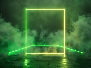 Wall Mural - Vibrant Neon Green Geometric Light Effects for Dynamic Health Product Showcase