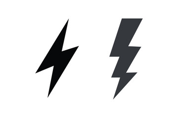 Poster - Lightning bolt icon isolated on white background. Black and yellow flash symbol, thunderbolt power icon. energy sign. vector illustration. Simple lightning strike sign
