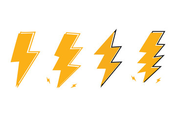 Poster - Lightning icon set. Electric, Energy sign and symbol.  thunderbolt and Power icon. Lightning, power icon, vector illustration.
