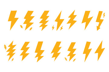 Poster - Lightning icon set. Electric, Energy sign and symbol.  thunderbolt and Power icon. Lightning, power icon, vector illustration.
