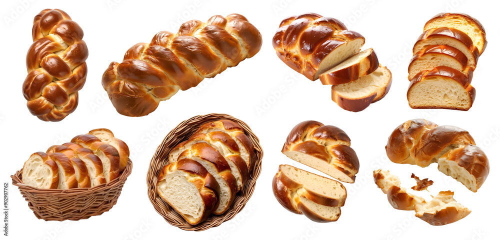 Challah hallah berches braided twisted bread bun loaf slice on ...