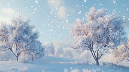 Wall Mural - Serene Winter Wonderland with SnowCovered Trees Under Clear Sky