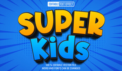 Poster - Editable 3d text style effect - Super Kids text effect Template
