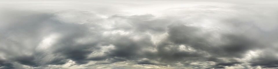 Wall Mural - dark moody rain clouds in dramatic overcast sky. seamless 360 hdr spherical panorama. full zenith or