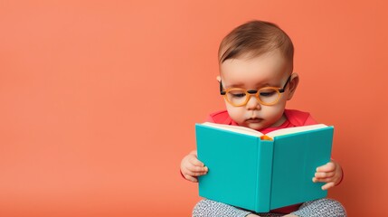 baby enjoying a story time, flat design illustration