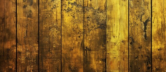 Canvas Print - Gold and yellow wooden wall panel with a vintage obsolete hardwood texture Ideal for wallpaper backgrounds with a dark pattern and copy space image