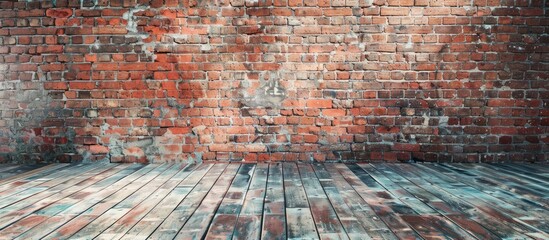 Aufkleber - Copy space image of an empty red brick wall for background texture
