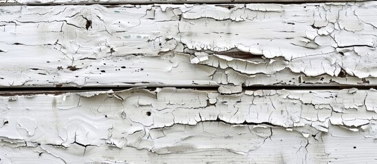 Poster - Plywood s white hue and crack pattern on its surface create a visually appealing background with texture for a copy space image