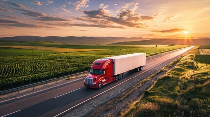 The red truck on highway