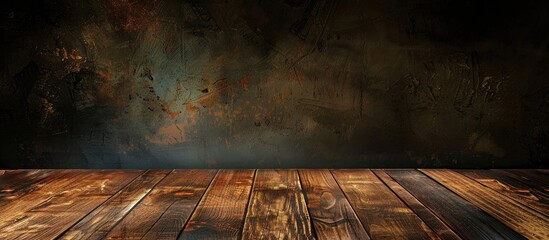 Poster - Background showing a wooden table with an empty copy space image