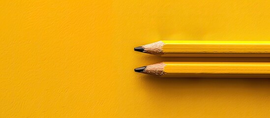 Aufkleber - Isolated pencil on a yellow backdrop with copy space image