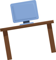 Poster - desktop computer monitor is about to fall off a desk that is tilting at a dangerous angle