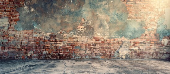 Leinwandbilder - Vintage brick wall creating an abstract textured background with copy space image