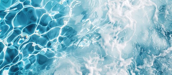 Fototapete - Top view of a swimming pool background with blue and white water perfect for copy space images