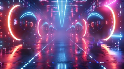Poster - cybernetic festival with neon and cyber background concept
