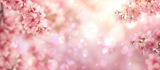 Leinwandbilder - Springtime cherry blossom background with room for text in a copy space image