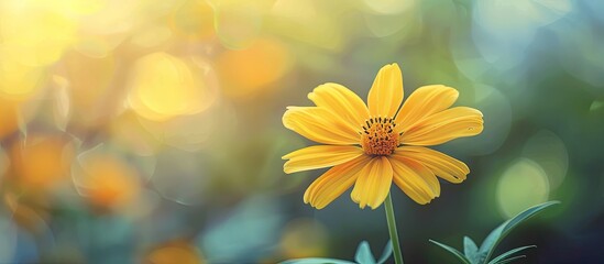 Sticker - A gorgeous yellow flower in full bloom with a soft out of focus backdrop perfect for a copy space image